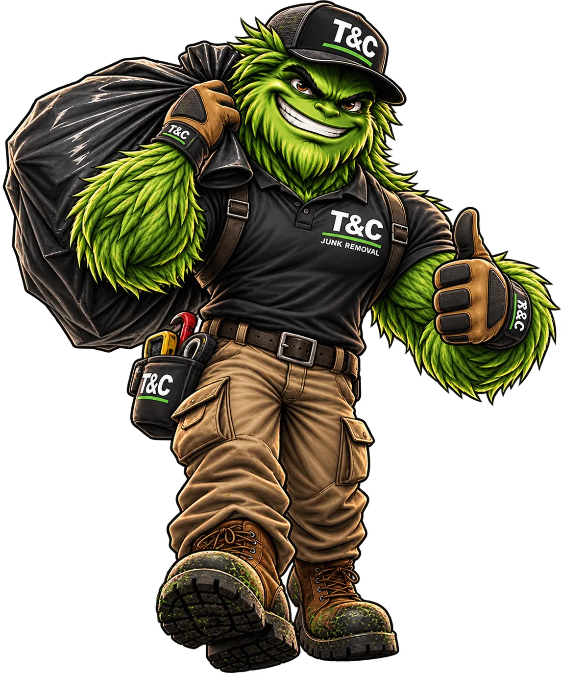 T&C cleanup mascot for dump trailer rentals